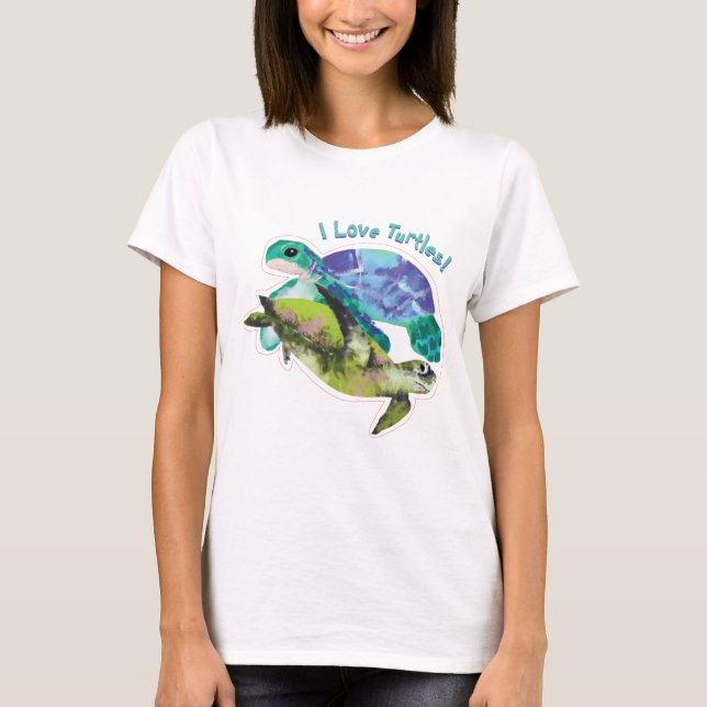 Camiseta Me Encantan Las Tortugas Con Dos Tortugas (Anverso)