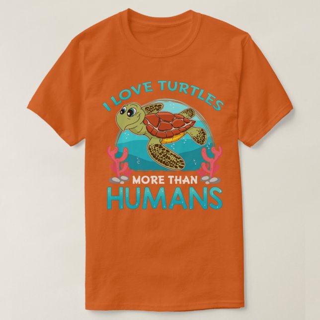 Camiseta Me encantan las tortugas más que los humanos (Diseño del anverso)