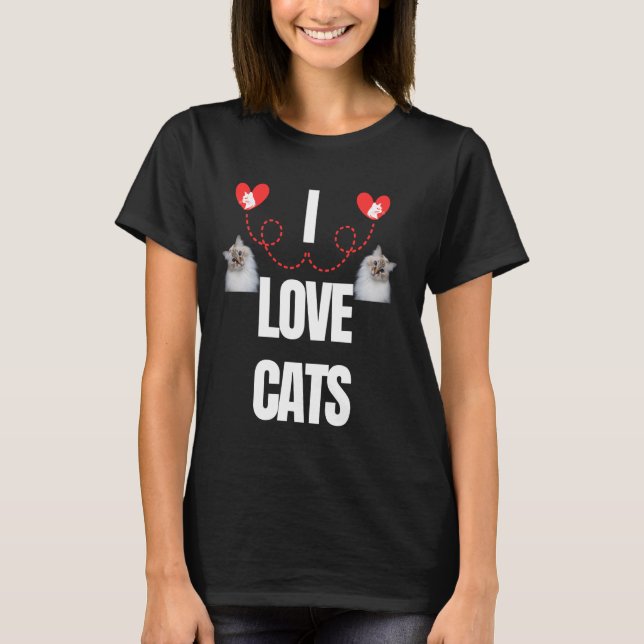 CAMISETA ME ENCANTAN LOS AMANTES DE GATOS COLORIDOS PRESENT (Anverso)
