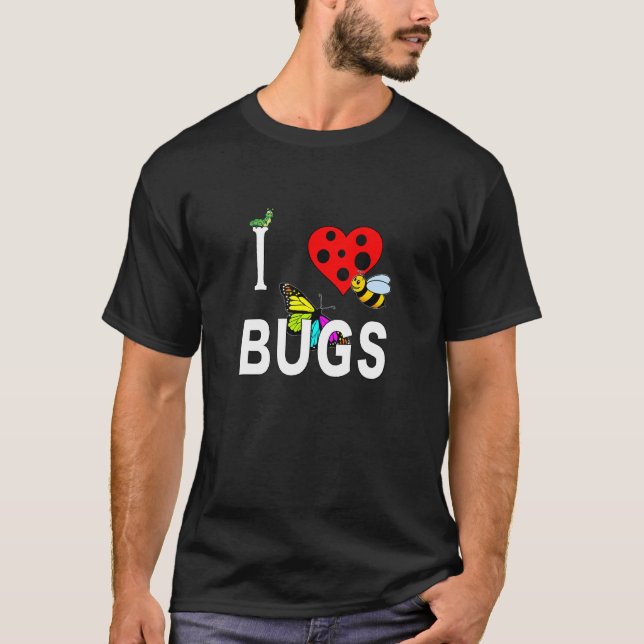 Camiseta Me Encantan Los Bugs Caterpillar Abeja Mariposa In (Anverso)