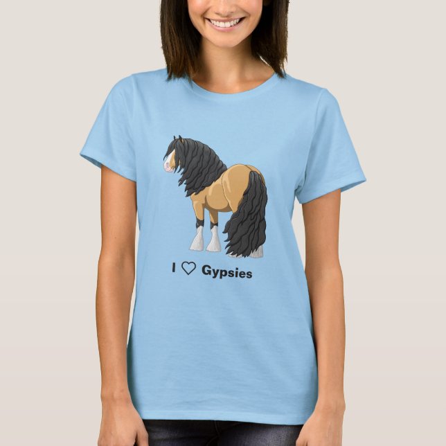Camiseta Me encantan los Caballos Borradores Vanner gitanos (Anverso)