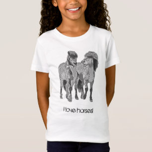 Camiseta ¡Me encantan los caballos! Cuidados ponis islandes