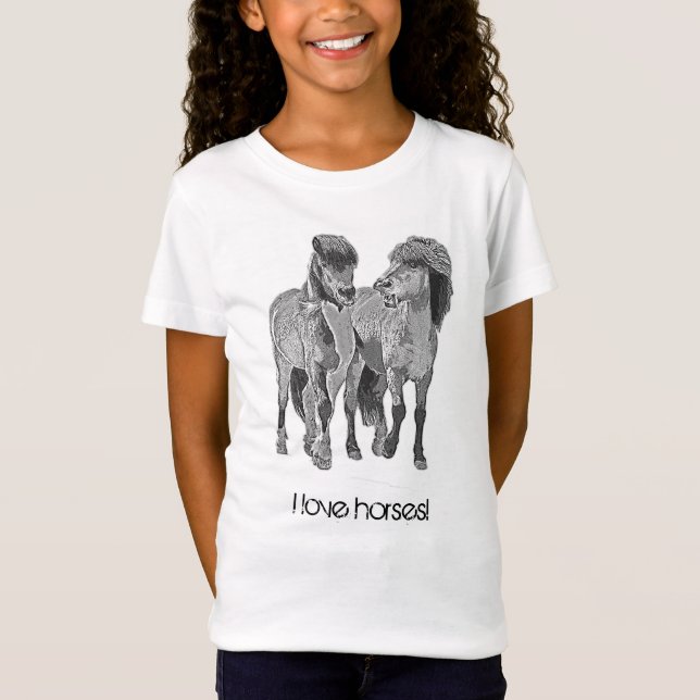 Camiseta ¡Me encantan los caballos! Cuidados ponis islandes (Anverso)