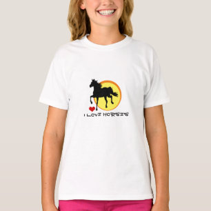 Camiseta Me encantan los caballos y los caballos negros que