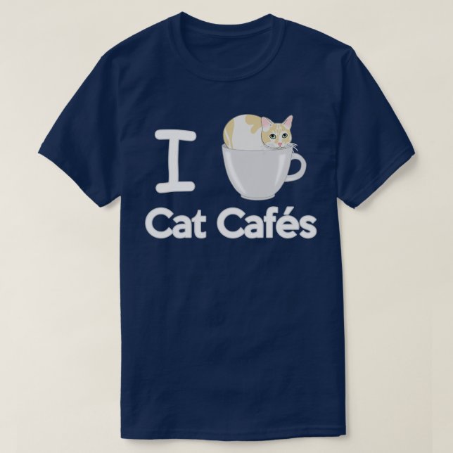 Camiseta Me encantan los cafés para gatos (Diseño del anverso)