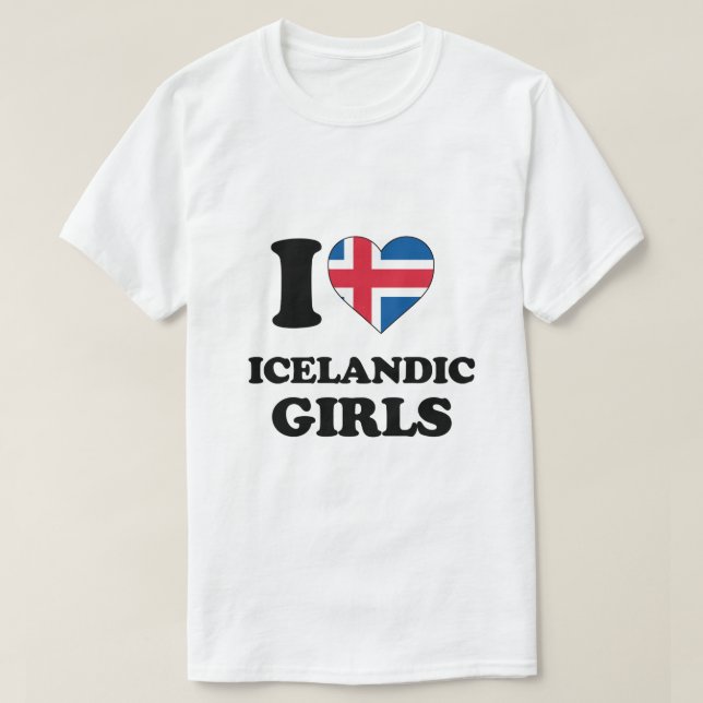 Camiseta Me encantan los Chicas islandeses (Diseño del anverso)