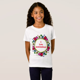Camiseta Me encantan los corazones de la escuela doméstica