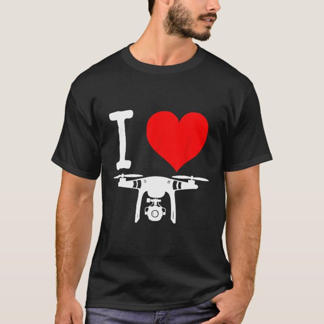 Camiseta Me encantan los drones de corazón que vuelan los d (Anverso)