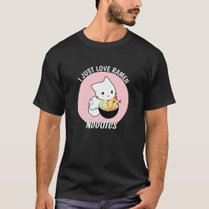 Camiseta Me encantan los fideos japoneses de un gato anime 