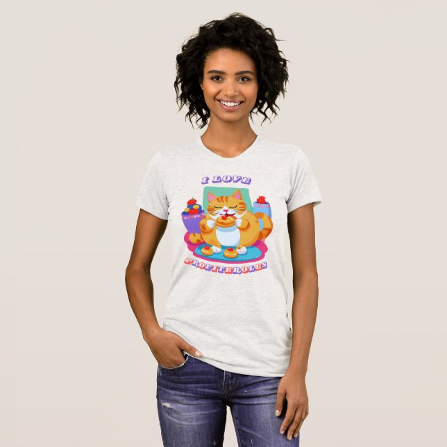Camiseta Me encantan los fiteroles - Amante del postre gato (Anverso completo)