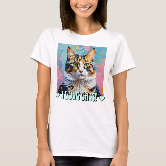 Camiseta ¡Me Encantan Los Gatos! (Anverso)