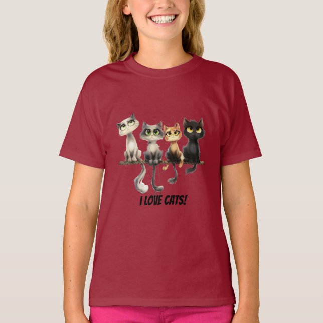 Camiseta Me encantan los gatos (Anverso)