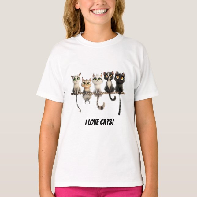 Camiseta Me encantan los gatos (Anverso)