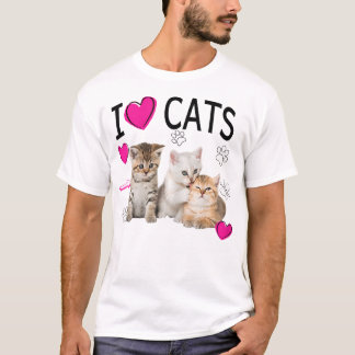 Camiseta Me encantan los gatos | Gato amante Amo a los Gati