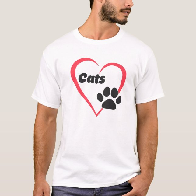 Camiseta Me Encantan Los Gatos, Los Gatos De Corazón, Las M (Anverso)
