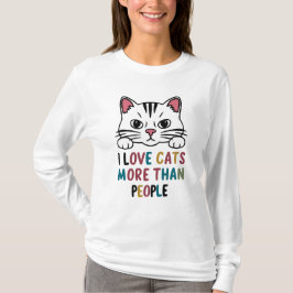 Camiseta Me Encantan Los Gatos Más Que Las Personas Que Dib