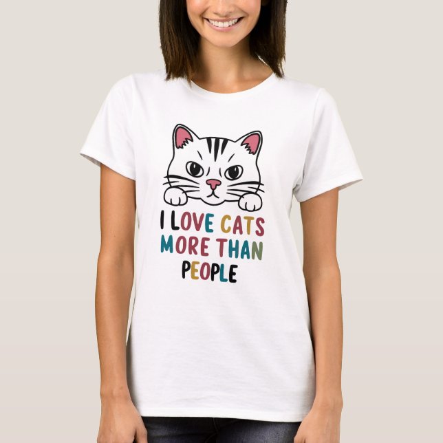 Camiseta Me encantan los gatos más que las personas que dib (Anverso)