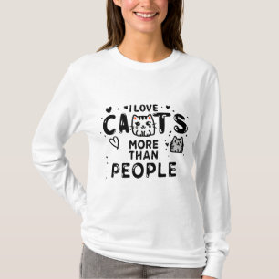 Camiseta Me Encantan Los Gatos Más Que Las Personas Que Dib