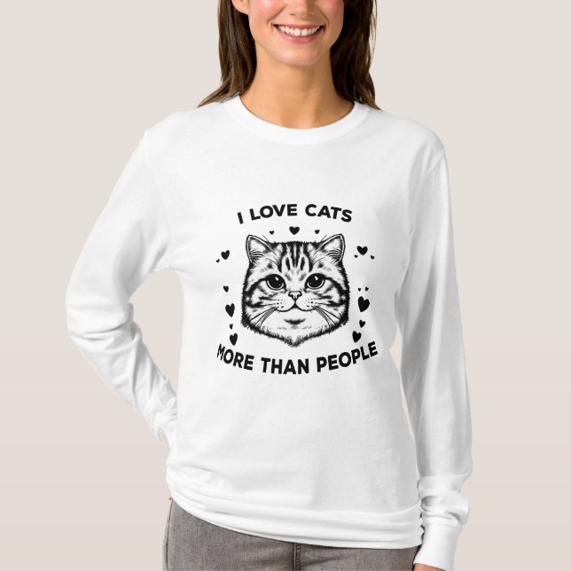 Camiseta Me Encantan Los Gatos Más Que Las Personas Que Lle (Anverso)