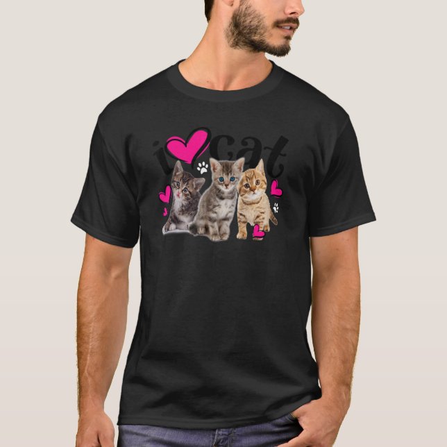 Camiseta Me encantan los gatos. Me encantan los gatitos. (Anverso)