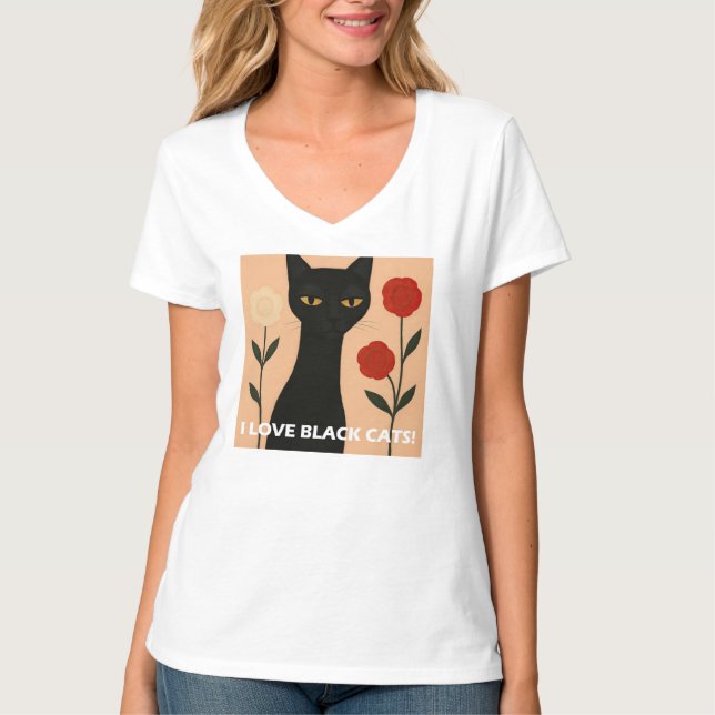 CAMISETA ¡ME ENCANTAN LOS GATOS NEGROS! (Anverso)