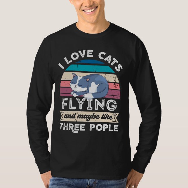 Camiseta Me encantan los gatos que vuelan y como las tres p (Anverso)