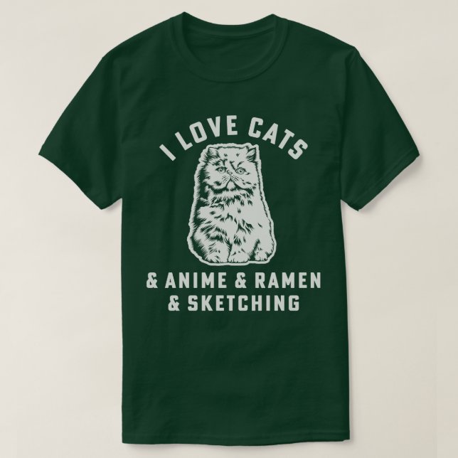 Camiseta Me encantan los gatos Ramen Esbozando al gato Mamá (Diseño del anverso)