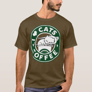 Camiseta Me encantan los gatos y el regalo de café para los