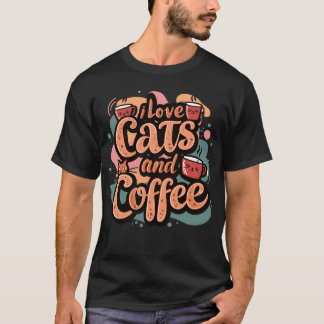 Camiseta Me encantan los gatos y la chica del café