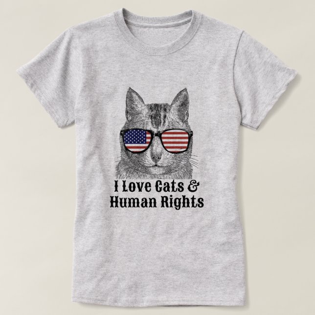 Camiseta Me encantan los gatos y los derechos humanos (Diseño del anverso)