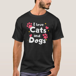 Camiseta Me Encantan Los Gatos Y Perros, Mascotas