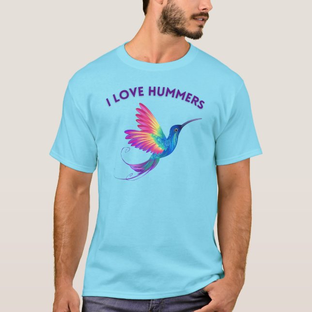 Camiseta Me encantan los hummers exóticos colibríes volando (Anverso)