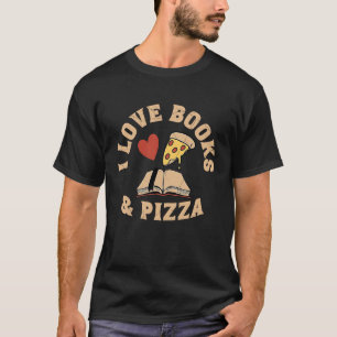 Camiseta Me encantan los libros y la pizza leyendo comida G