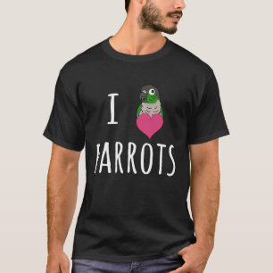 Camiseta Me encantan los loros lindo mem de birbo verde con