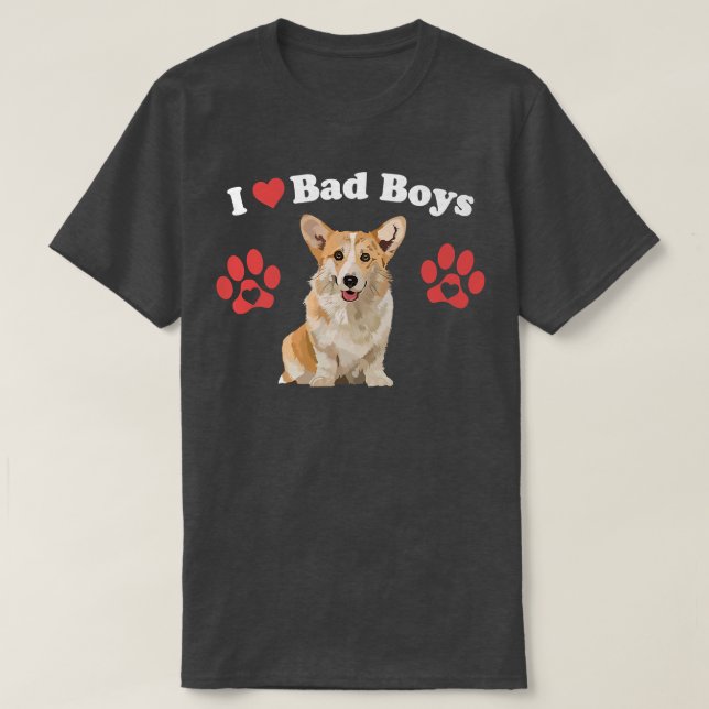 Camiseta Me Encantan Los Malos Muchachos Graciosos Corgi Pe (Diseño del anverso)