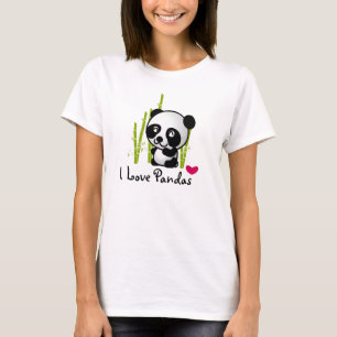Camiseta Me encantan los pandas con un lindo oso panda y un