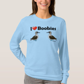 Camiseta Me encantan los pechos con pies azules