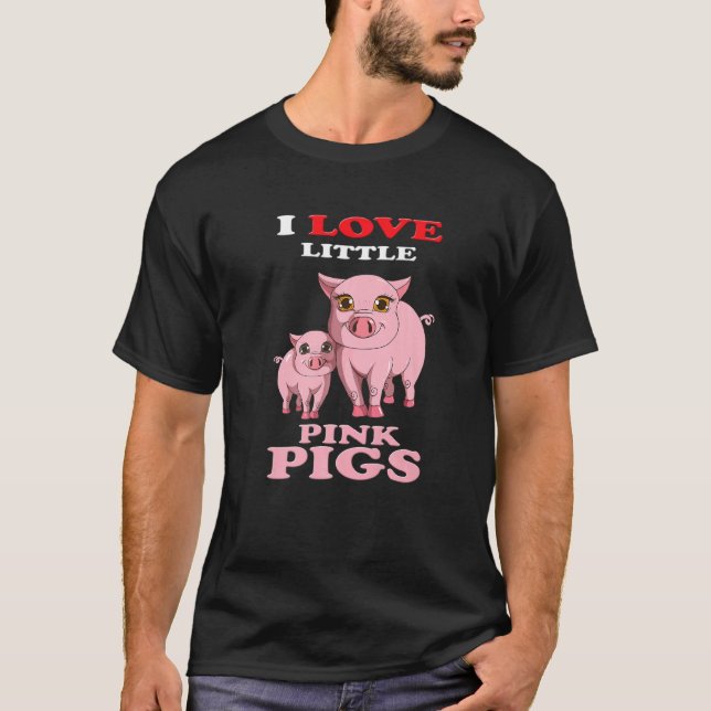 Camiseta Me Encantan Los Pequeños Cerdos Rosa Dos Cerdo Ros (Anverso)