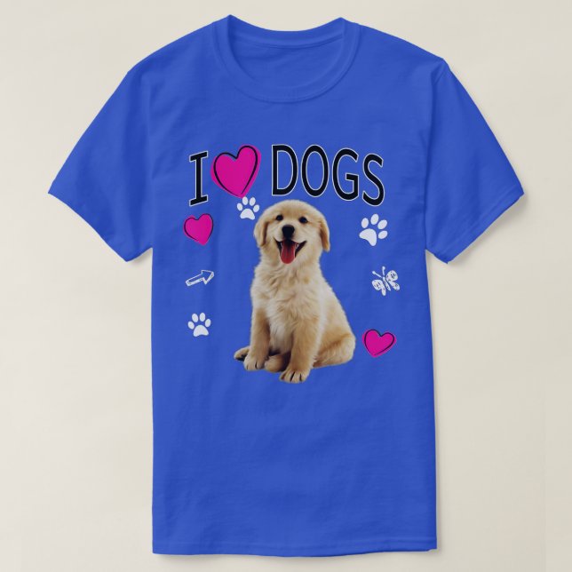 Camiseta Me encantan los perros - el recuperador de Golden  (Diseño del anverso)