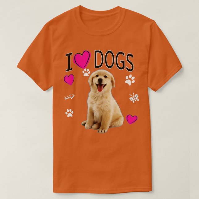 Camiseta Me encantan los perros - el recuperador de Golden  (Diseño del anverso)