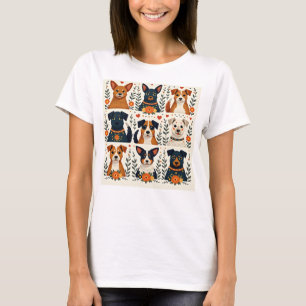 Camiseta Me encantan los perros - Estilo de arte folclórico