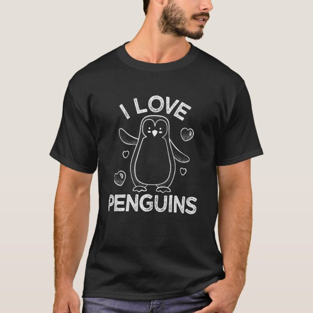 Camiseta Me encantan los pingüinos llenos de animal Fiesta  (Anverso)