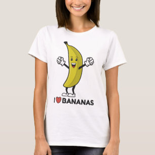 Camiseta Me encantan los plátanos graciosos y felices amant