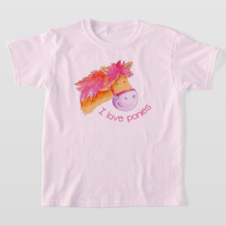 Camiseta Me encantan los ponis que son un naranja rosa horr