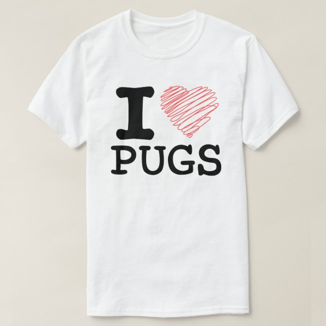 Camiseta Me encantan los pugs (Diseño del anverso)