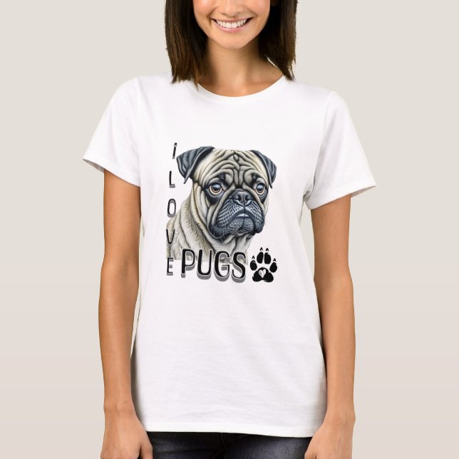 Camiseta Me encantan los Pugs | Propietarios de perros call (Anverso)