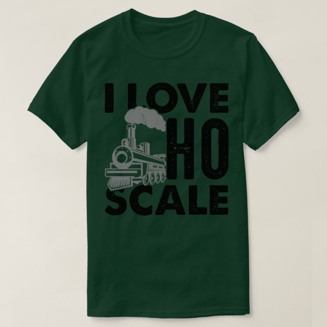 Camiseta Me encantan los trenes de escala ho y la locomotor (Diseño del anverso)