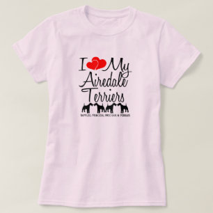 Camiseta Me encantan mis cuatro perros Airedale Terrier
