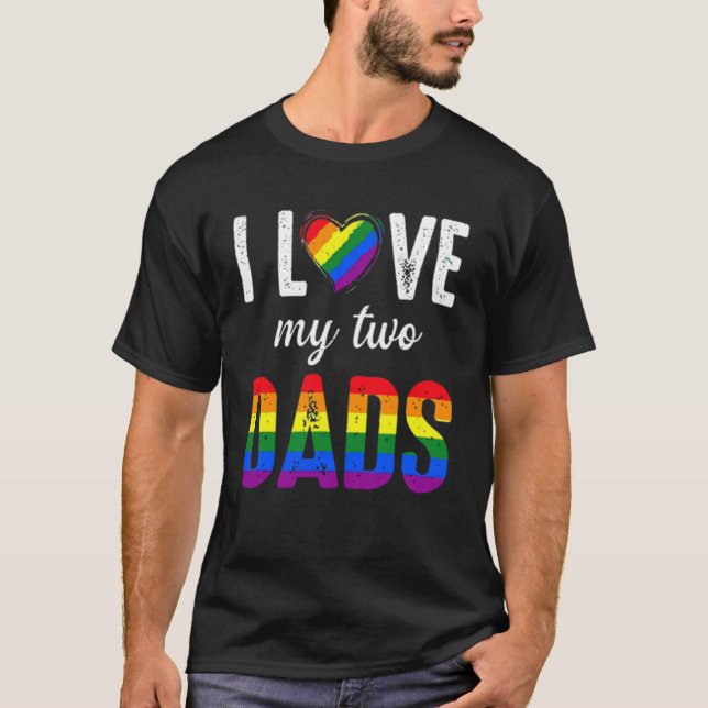 Camiseta Me encantan mis dos hijas Orgullo LGBT Gay Día del (Anverso)