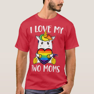 Camiseta Me encantan mis dos madres con un Chica de unicorn